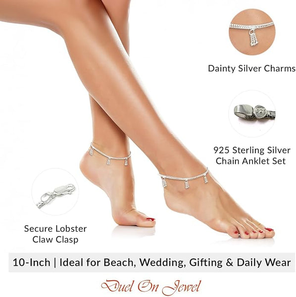 Secure lobster claw fastening on a traditional South Asian silver foot chain; 