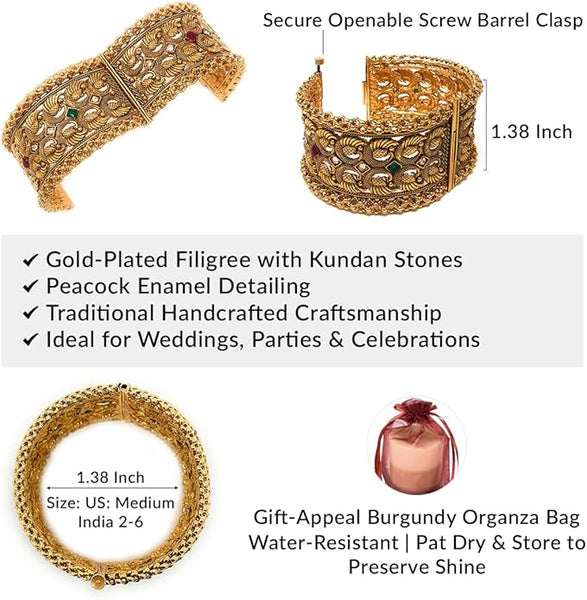 Gift-ready kundan bangles wrapped in burgundy tissue and a premium organza storage bag.
