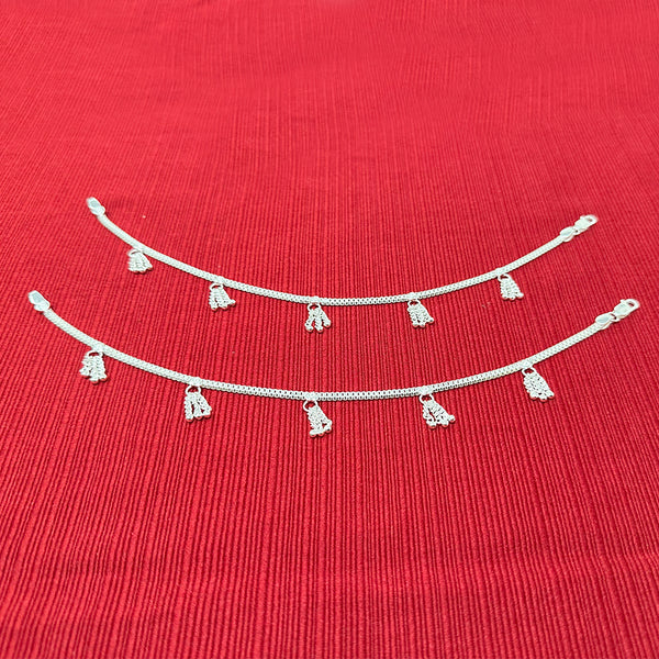 Traditional Indian 925 Sterling Silver Chain Anklet Gift Set with Charms 1 oz / 28.34 gm Payal For Women - Beach Party Dance Wedding - Duel On Jewel