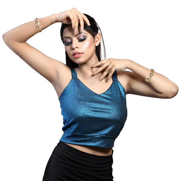 Studio model wearing gold-tone Polki crescent moon kada bangles on wrists; 0.75-inch width.

