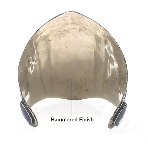 Tribal blue stone wide cuff bracelet – boho chic statement jewelry for gifting and cultural wear