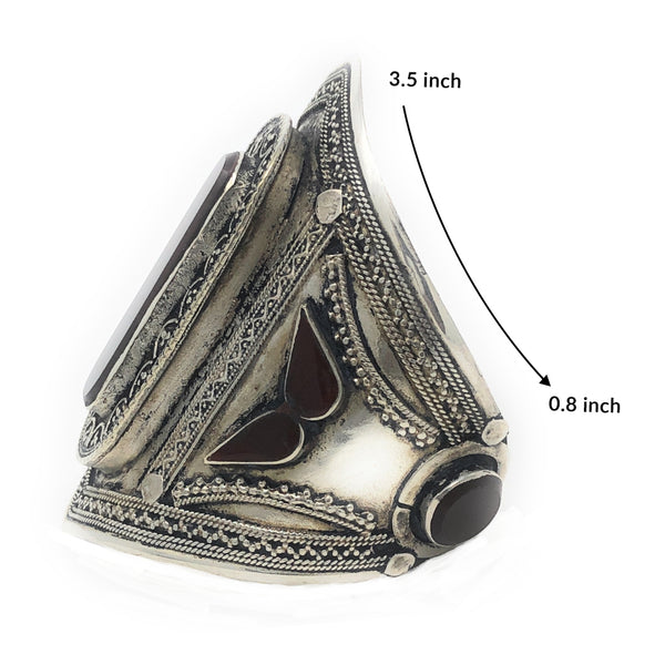 Elegant packaging of handmade cuff – burgundy tissue paper and organza gift bag