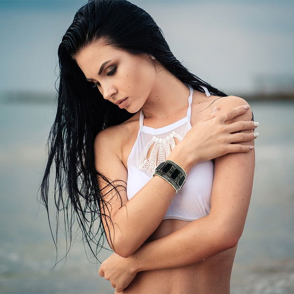 Duel On Jewel black stone bracelet styled for Navratri and Dandiya outfits