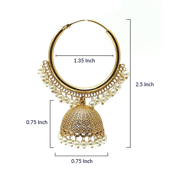 Versatile gold-plated hoop dangles for women; suitable for both Eastern and Western fashion styles.
