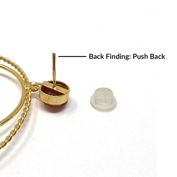 Pakistani Fashion Big Gold Plated Chandbala Double Hoop Earrings with White Pearl Clusters and Red Stone - Duel On Jewel