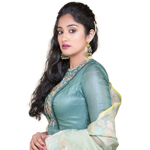 Bridal Pakistani Womens Gold Plated Dangle White Pearl Multi String Earrings with Hair Chain and Zircon - Party Wedding Gift - Duel On Jewel