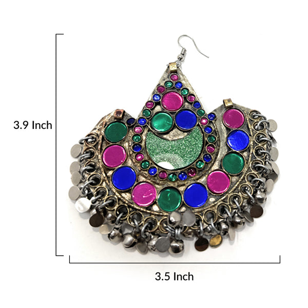 Boho chic statement earrings in oxidized silver, perfect for Navratri Dandiya festival wear