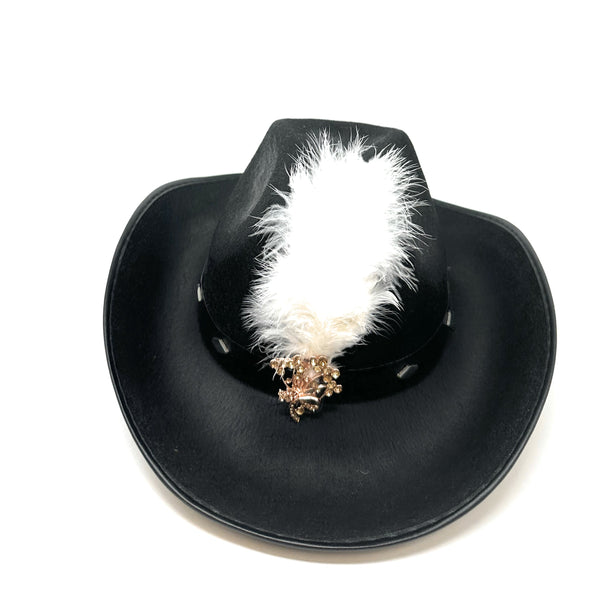 Duel On Jewel | White Feather & Rose Gold Hat Pin Brooch | Amber Stone Accent | Groom Sehra Accessory | Cowboy Hat, Wedding, Victorian, Cosplay & Halloween Costume Decor