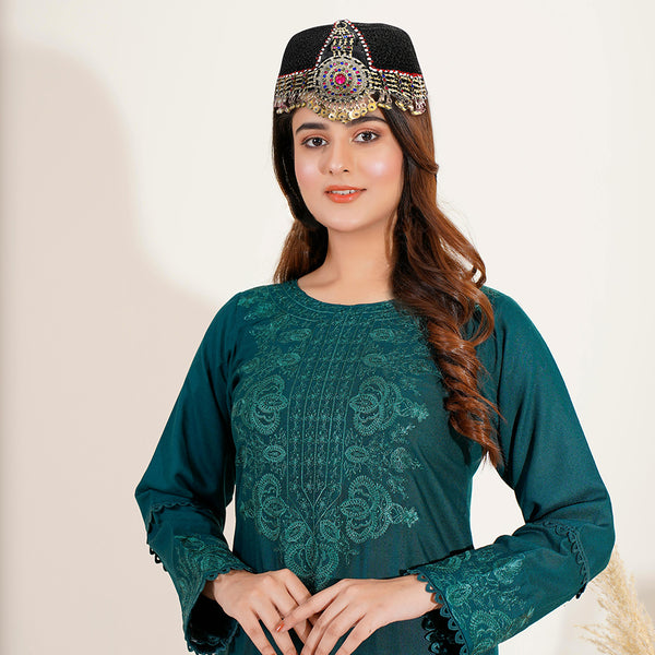 Turkish Ottoman Kayi Tribal Diriliş Ertuğrul Ghazi Women Men Handmade Headpiece Hat in Black Antique Finish Ornaments and Multicolor Stones - Duel On Jewel