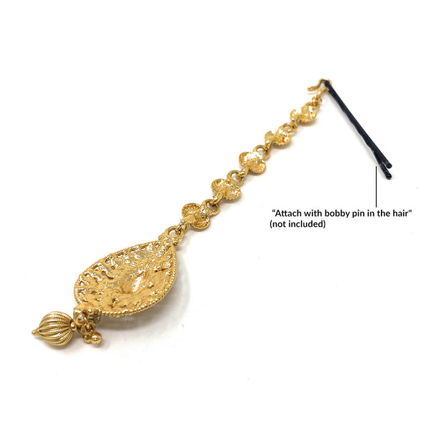 Indian Forehead Traditional Gold Plated Handmade Maang Tika Party Dance Hair Headpiece For Women Girls - Duel On Jewel