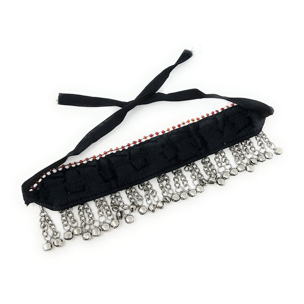 Afghan Tribal Womens Kuchi Oxidized Antique Metal Handmade Bells Choker Necklace in Multicolor Stones - Bohemian Belly Dancing - Duel On Jewel