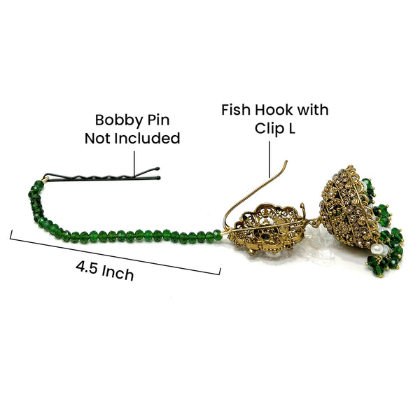 Indian Pakistani Womens Multi Strand Green Long Rani Haar Necklace Gold Plated Pendant with Chandelier Jhumka Earrings Gift Set - Duel On Jewel