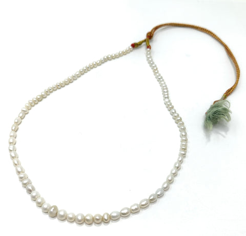 Duel On Jewel | 93 Natural Freshwater Cultured Pearls Necklace/String | 5–7mm Pearls from Hyderabad, India | Adjustable Gold Thread | Wearable & DIY Jewelry Crafting | 18-Inch Cream-White Strand