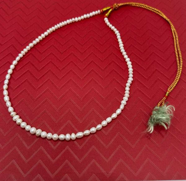 Duel On Jewel | 93 Natural Freshwater Cultured Pearls Necklace/String | 5–7mm Pearls from Hyderabad, India | Adjustable Gold Thread | Wearable & DIY Jewelry Crafting | 18-Inch Cream-White Strand