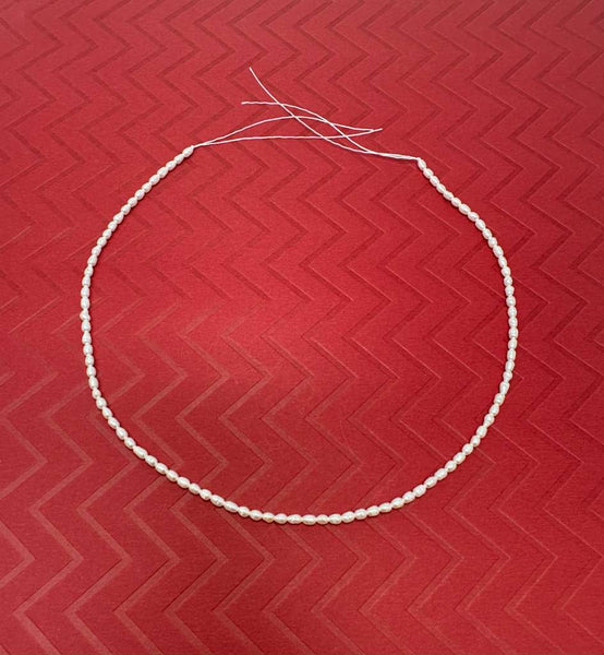 Duel On Jewel | Natural Mini Freshwater Pearl Bead String | 2.5–3mm White Cultured Pearls | Rice-Shaped for Jewelry Making & DIY Crafting | 15-Inch Strand for Earrings, Rings, Bracelets