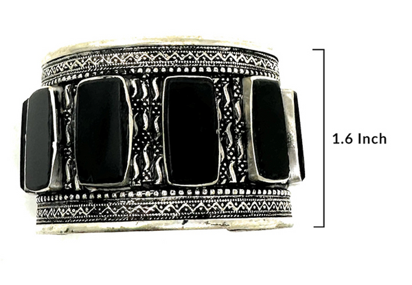 Side view of hammered oxidized finish bracelet – Afghan tribal craftsmanship jewelry piece