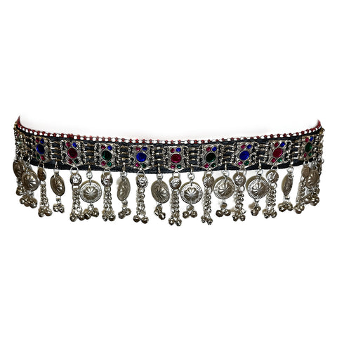 Afghan Tribal Waist Hip Womens Belt Handmade in Multicolor Glass Acrylic Beads Bells - Belly Dancing, Costume Party, Indian Dandiya - Duel On Jewel
