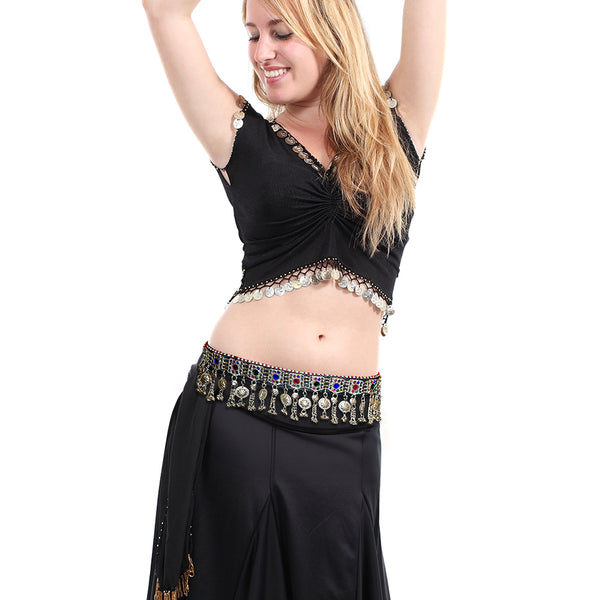 Afghan Tribal Waist Hip Womens Belt Handmade in Multicolor Glass Acrylic Beads Bells - Belly Dancing, Costume Party, Indian Dandiya - Duel On Jewel