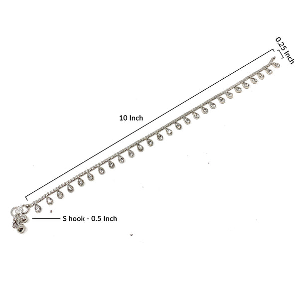 Indian Silver Trendy Chain Bell Anklet Payal Set For Women - Dance Party Gift Everyday Wear - Duel On Jewel