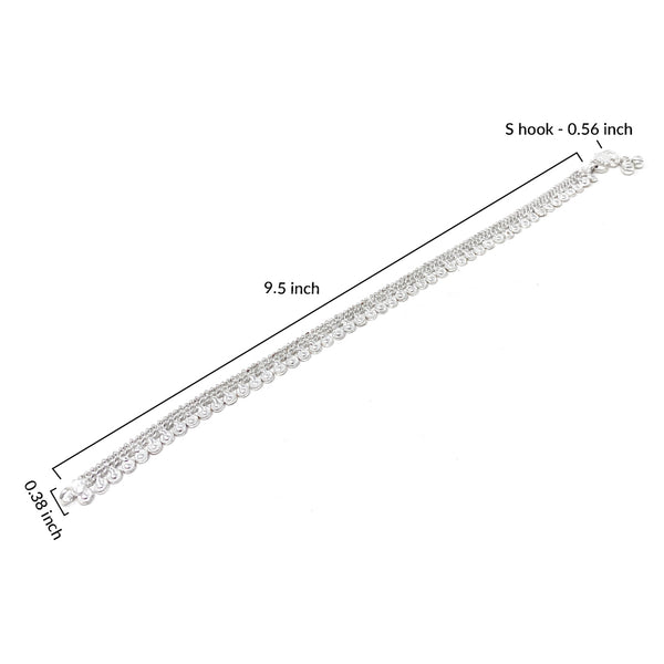 Traditional Indian Style Silver Curved Edge Payal Bell Anklet Pair Set For Women - Beach Party Dance Wedding - Duel On Jewel