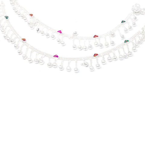 Indian Traditional Ethnic Silver Loud Jingle Bead Bells Anklet Payal Pair For Women - Dance Bridal Wedding Party - Duel On Jewel