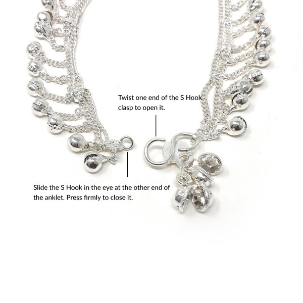 Indian Traditional Ethnic Silver Loud Jingle Bead Bells Anklet Payal Pair For Women - Dance Bridal Wedding Party - Duel On Jewel