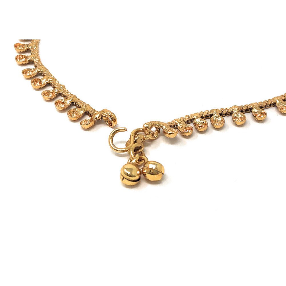 Gold Plated Dainty Simple Everyday Wear Chain Teardrop Bell Payal