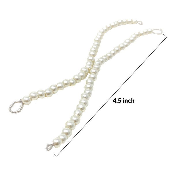 Pakistani Ethnic Silver Plated Red Dangle Victorian Fashion Earrings with Tiny Pearl Clusters Zircon and Pearl Hair Chain - Duel On Jewel