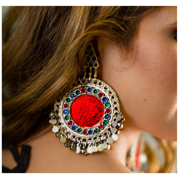 Tribal Statement Dangle earrings with Soft Bells