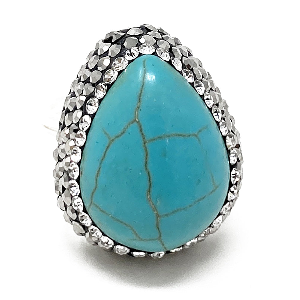 Handmade silver ring with light blue stone. - vintart.de